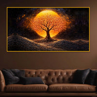 Elegant Tree of Life Crystal Glass Painting for Living Room