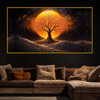 Elegant Tree of Life Crystal Glass Painting for Living Room