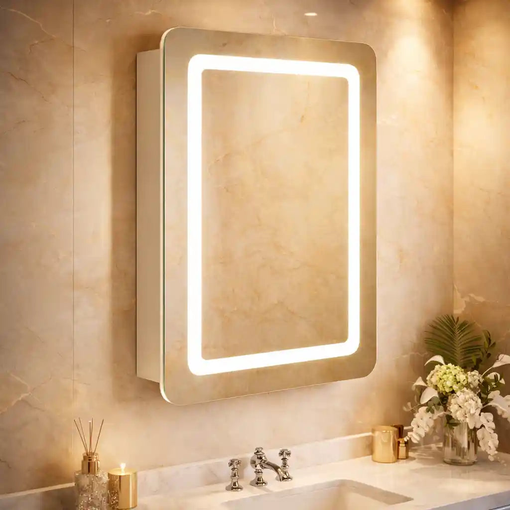Elegant Wall Mounted LED Mirror Cabinet