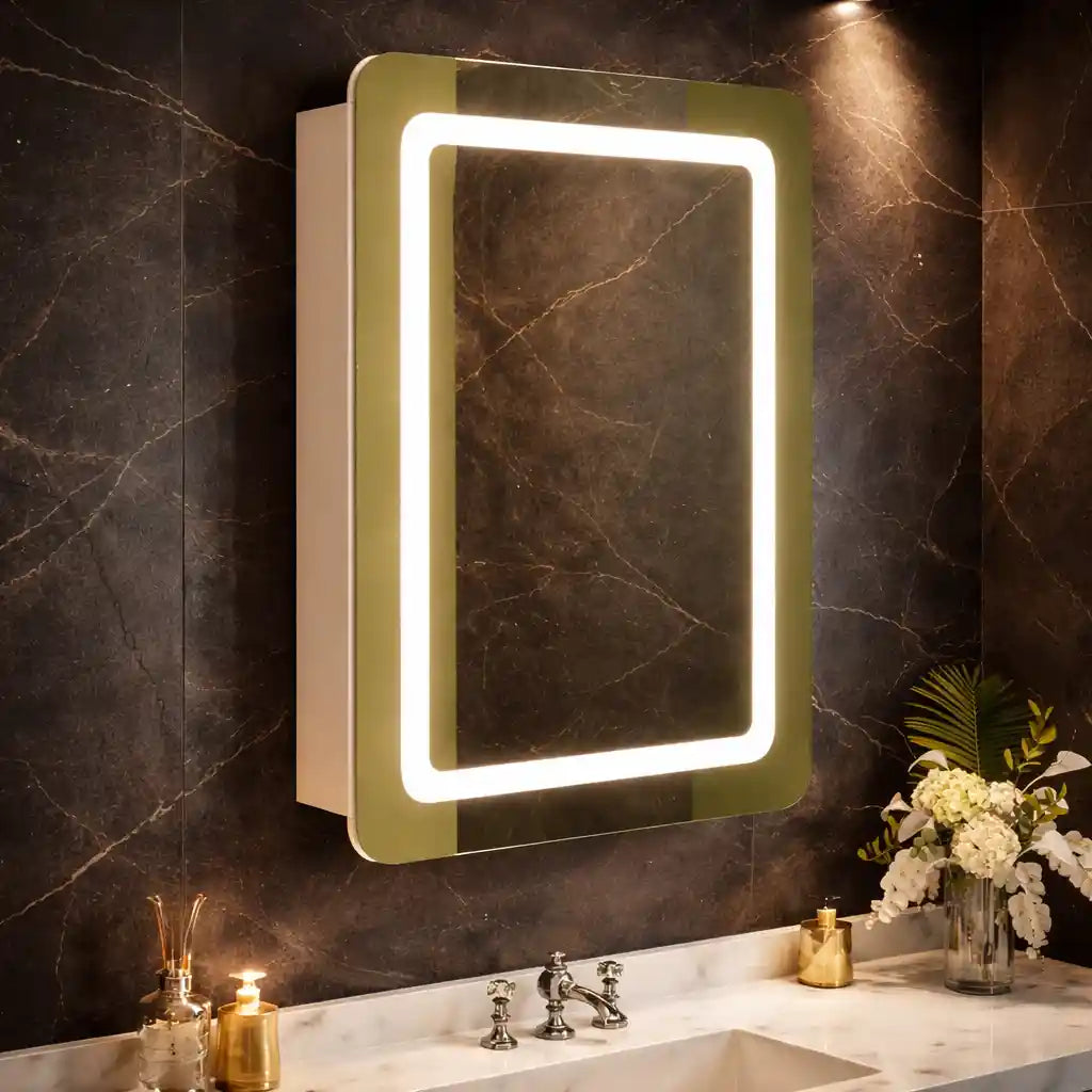 Elegant Wall Mounted LED Mirror Cabinet