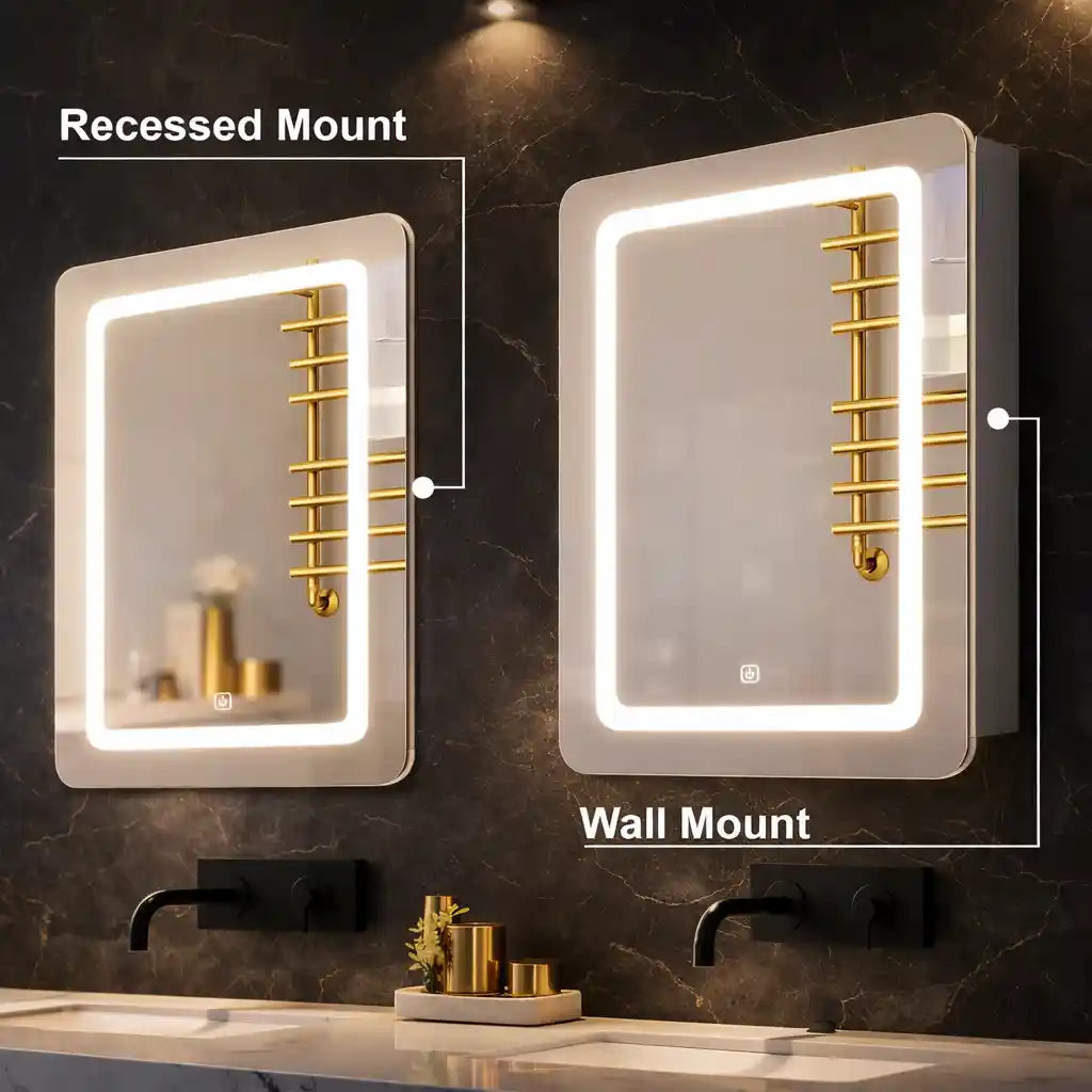 Elegant Wall Mounted LED Mirror Cabinet