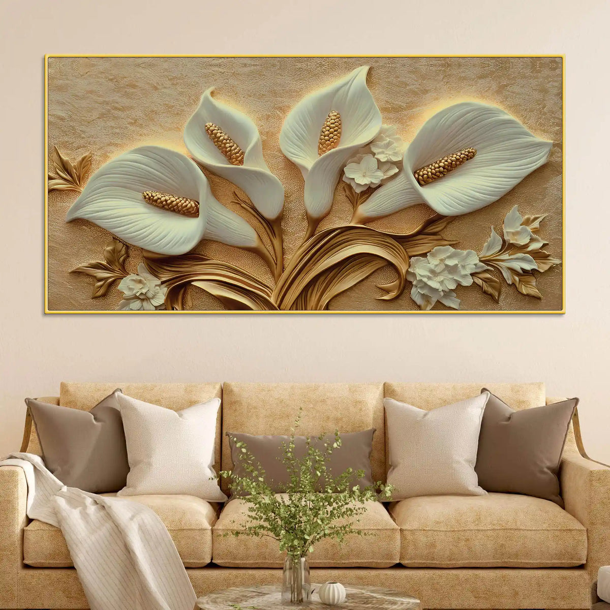 Elegant White Calla Lily Canvas Painting Wall Art for Living Room Decor