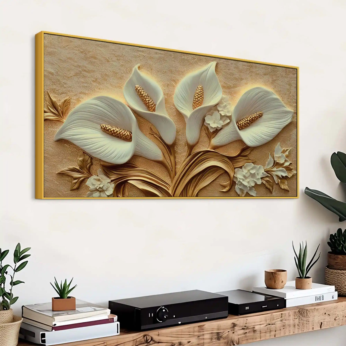 Elegant White Calla Lily Canvas Painting Wall Art for Living Room Decor