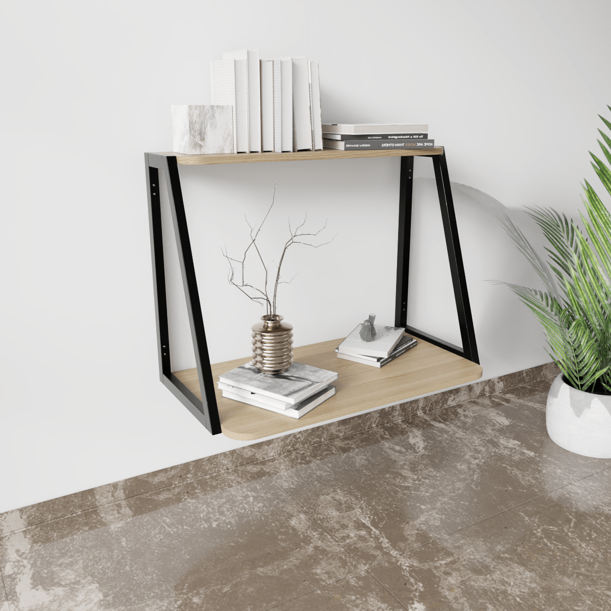 Elegant Wooden Wall Mounted Desk for Books & Display Decor