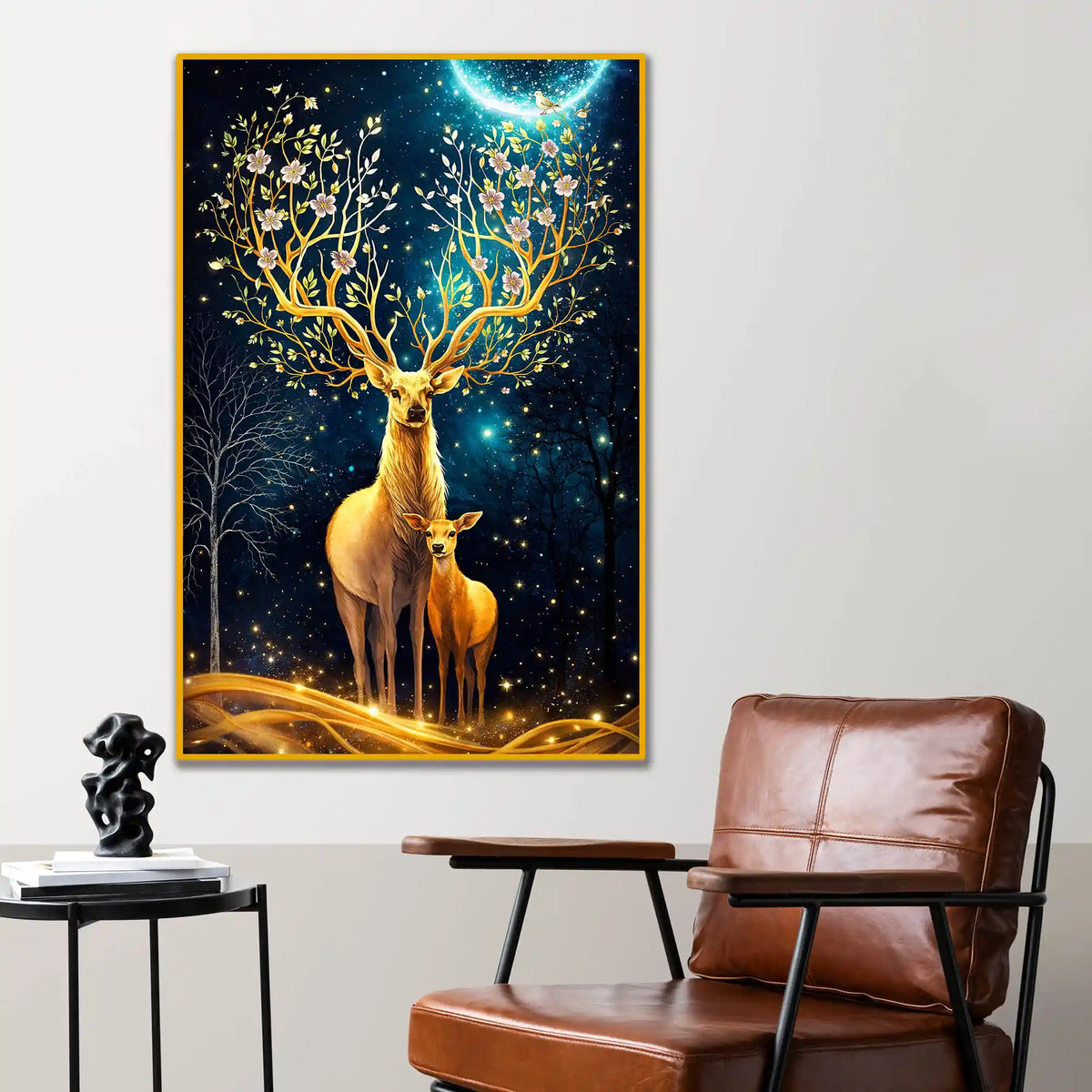 Enchanted Forest Guardians Floating Frame Crystal Wall Painting