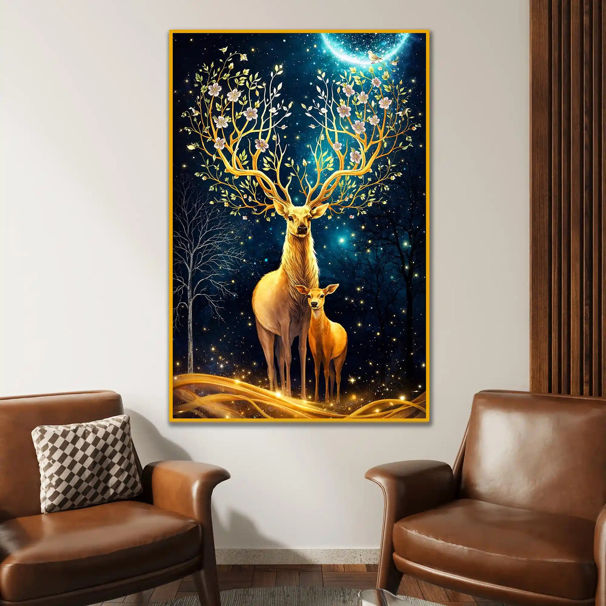 Enchanted Forest Guardians Floating Frame Crystal Wall Painting