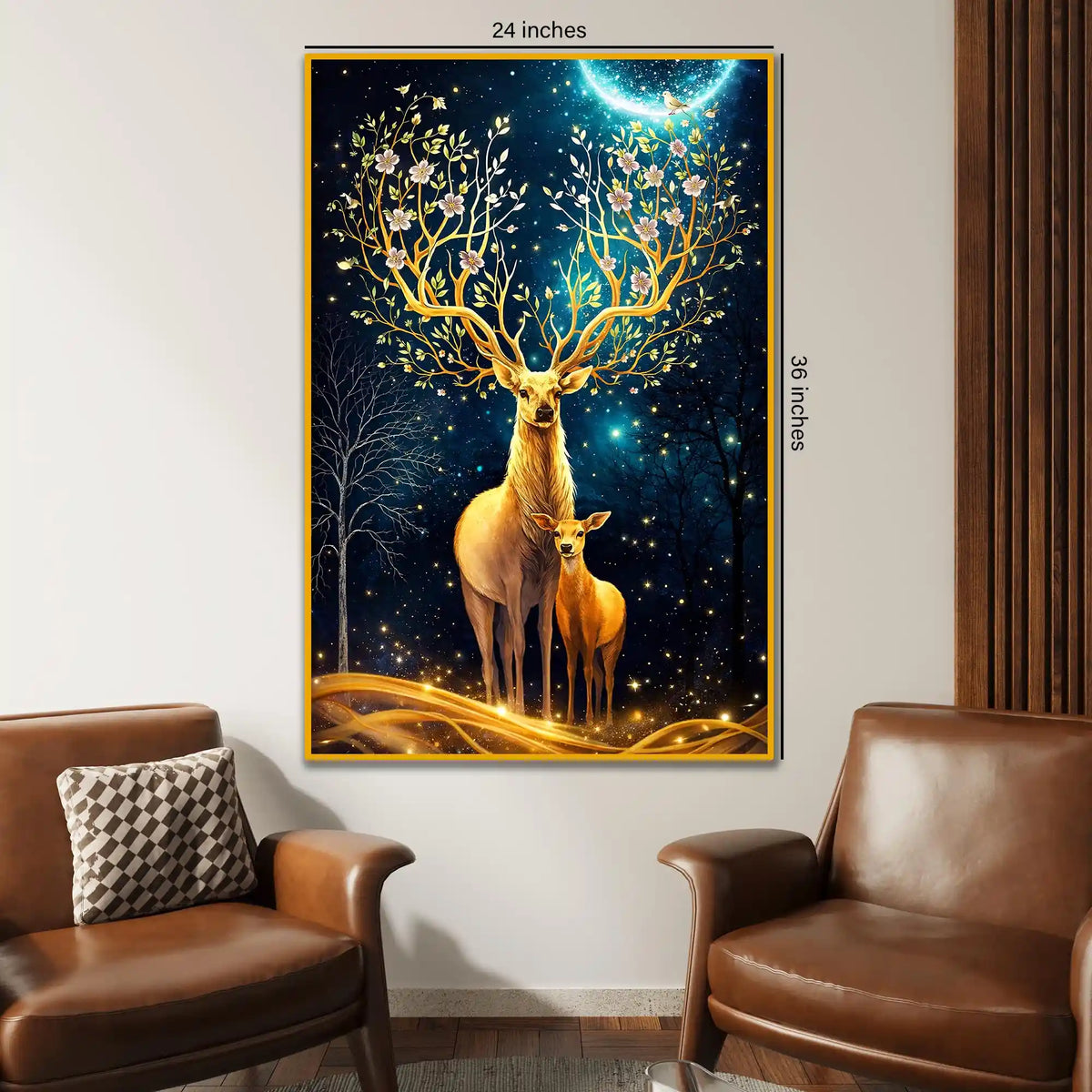 Enchanted Forest Guardians Floating Frame Crystal Wall Painting