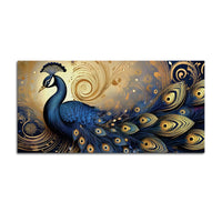 Enchanted Peacock Surrounded by Waves of Gold Canvas Wall Painting