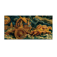 Epic Mahabharata War Scene Krishna Arjuna Painting