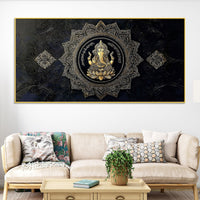 Eternal Lord Shri Ganesh Golden Mandala Art Canvas Wall Painting for Home & Office – Contemporary Spiritual Wall Art