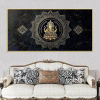 Eternal Lord Shri Ganesh Golden Mandala Art Canvas Wall Painting for Home & Office – Contemporary Spiritual Wall Art