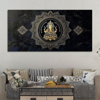 Eternal Lord Shri Ganesh Golden Mandala Art Canvas Wall Painting for Home & Office – Contemporary Spiritual Wall Art