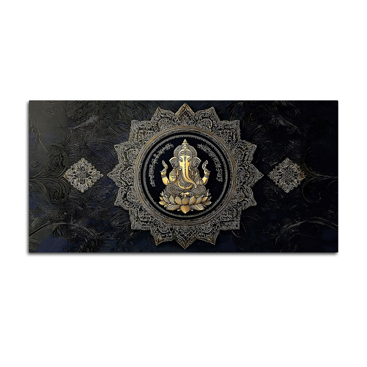 Eternal Lord Shri Ganesh Golden Mandala Art Canvas Wall Painting for Home & Office – Contemporary Spiritual Wall Art
