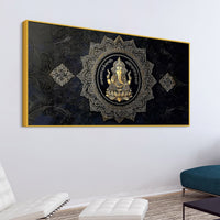 Eternal Lord Shri Ganesh Golden Mandala Art Canvas Wall Painting for Home & Office – Contemporary Spiritual Wall Art