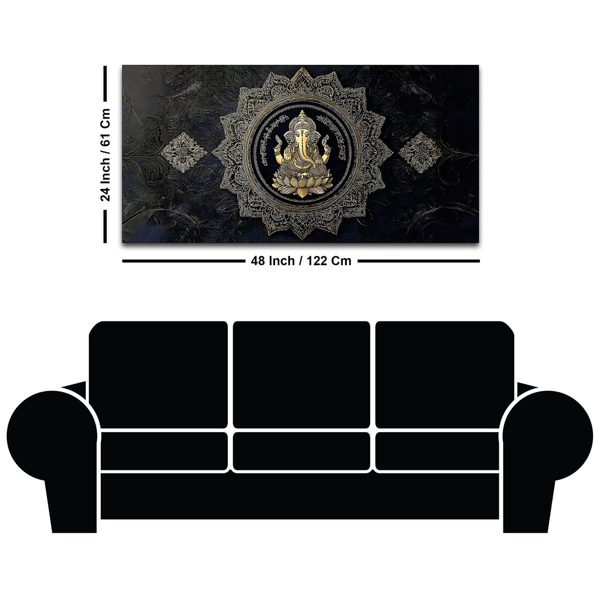 Eternal Lord Shri Ganesh Golden Mandala Art Canvas Wall Painting for Home & Office – Contemporary Spiritual Wall Art