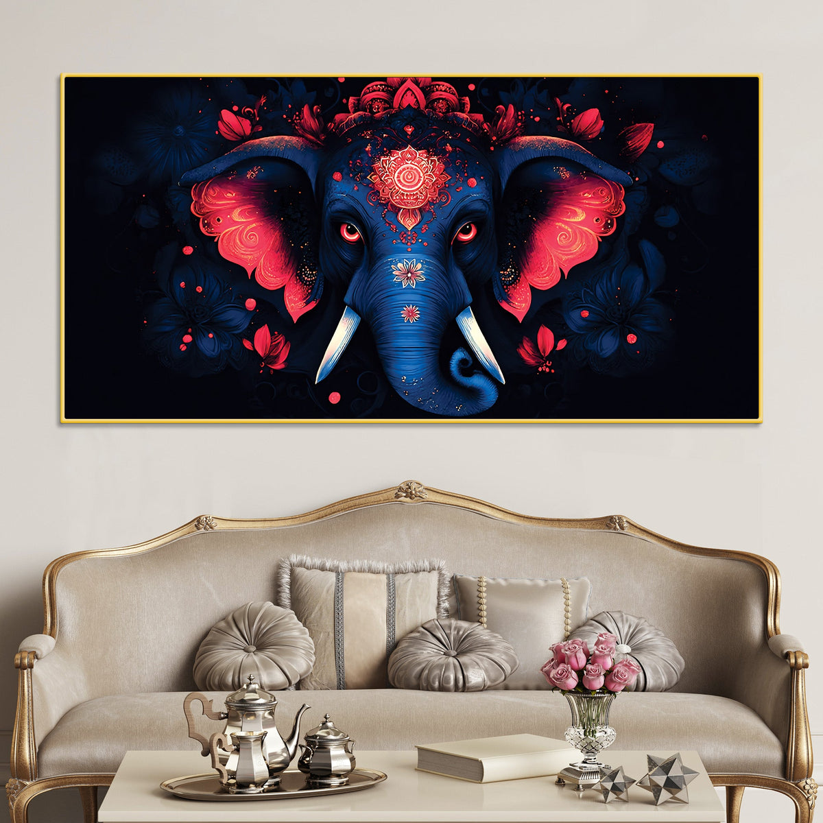 Eternal Lord Shri Ganesha Stylish Canvas Wall Painting for Home & Office Decor