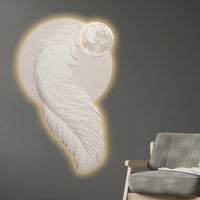 Ethereal Feather Moonlight Premium Crystal Glass Backlit LED Wall Art
