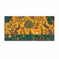 Ethereal Peacock and Deer Indian Folk Art Canvas Wall Painting