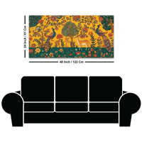 Ethereal Peacock and Deer Indian Folk Art Canvas Wall Painting