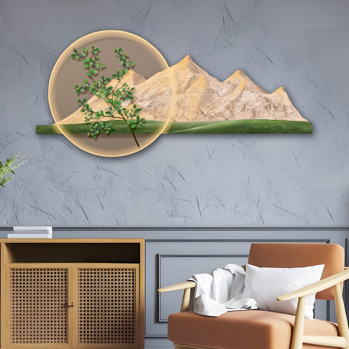 Ethereal Peaks Crystal Glass Backlit LED Wall Art