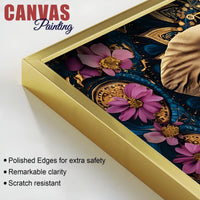 Ethnic Elephant Canvas Floral Wall Art Painting for Home Decor