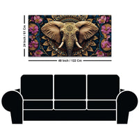 Ethnic Elephant Canvas Floral Wall Art Painting for Home Decor