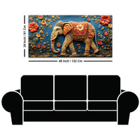 Ethnic Elephant Wall Art Premium Canvas Wall Painting