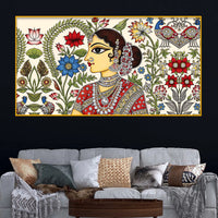 Ethnic Indian Art Crystal Glass Painting for Living Room Decor