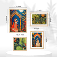 Ethnic Indian Garden Wall Frame Set of Four