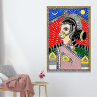 Ethnic Indian Lady Madhubani Canvas Painting