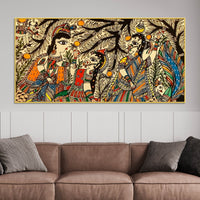 Ethnic Indian Madhubani Canvas Wall Painting for Cultural Home Art