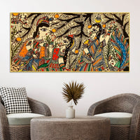 Ethnic Indian Madhubani Canvas Wall Painting for Cultural Home Art