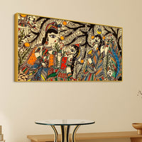 Ethnic Indian Madhubani Canvas Wall Painting for Cultural Home Art