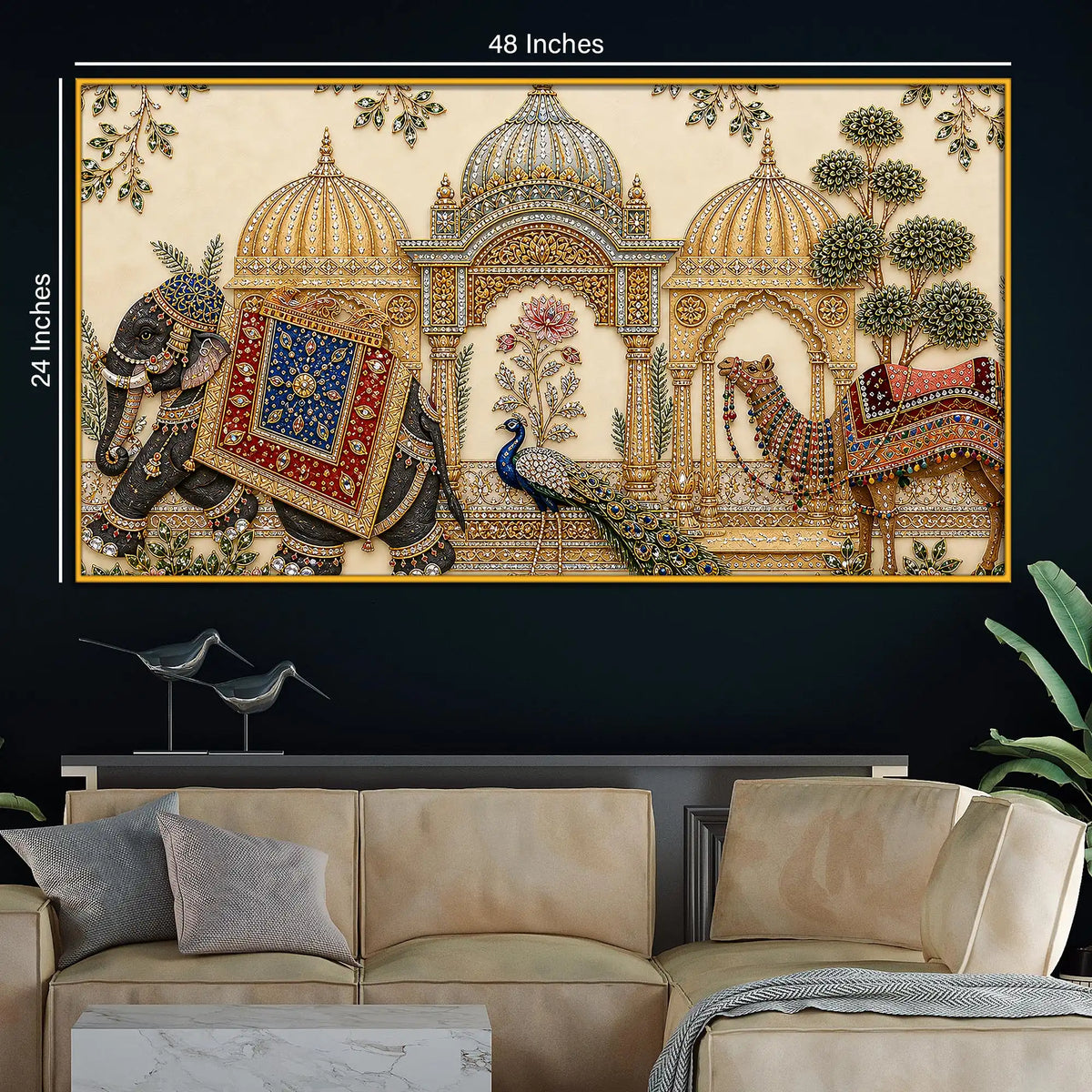 Ethnic Indian Royal Floating Frame Crystal Wall Painting