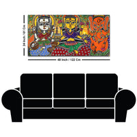 Ethnic Madhubani Lakshmi Saraswati Ganesh Canvas Wall Painting