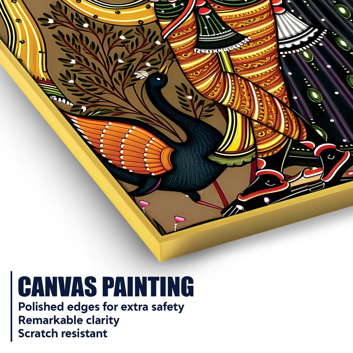 Ethnic Radha Krishna Canvas Wall Painting | Spiritual Indian Painting for Home Decor