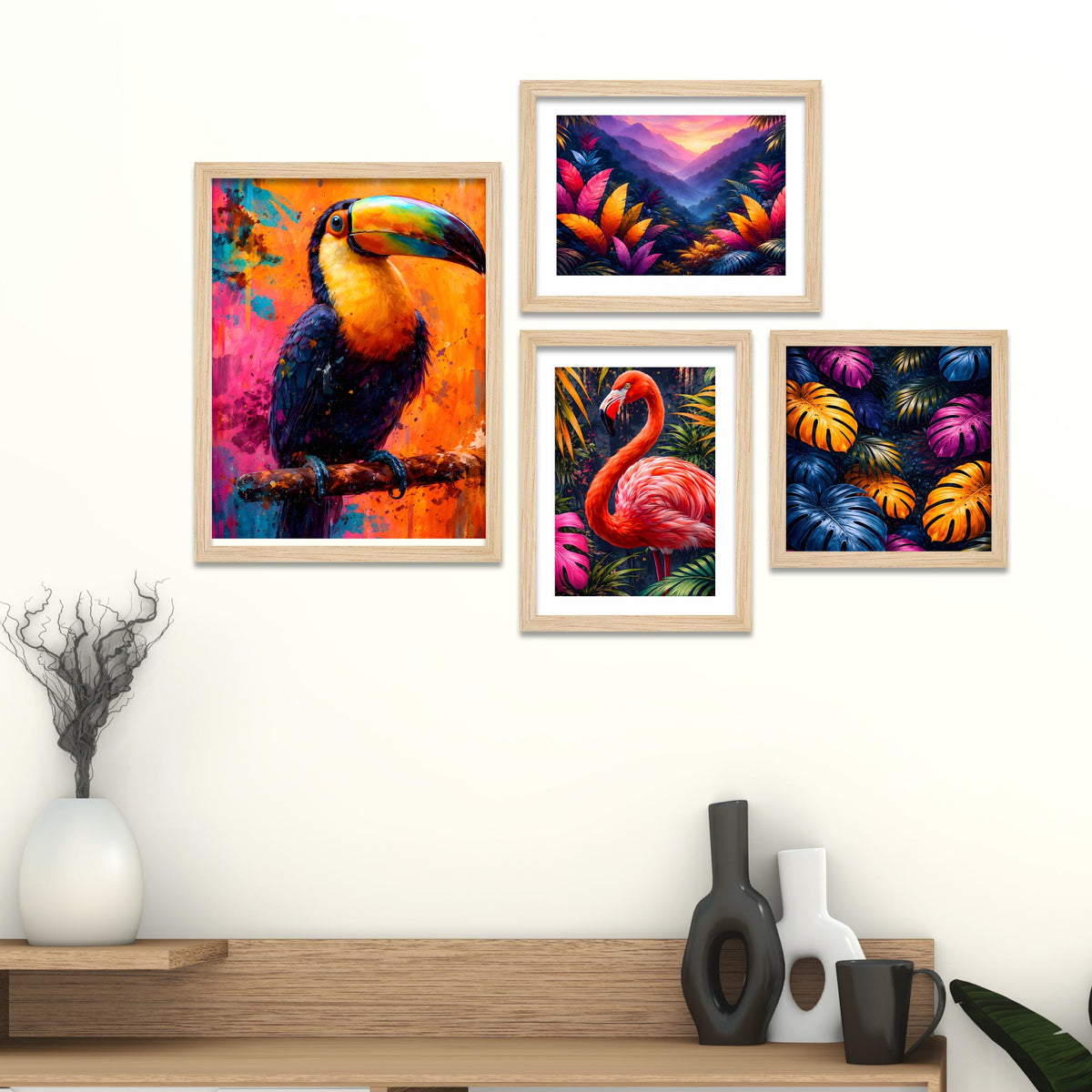 Exotic Bird Wall Frame Set of Four