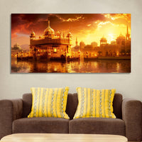 Famous Holy Golden Temple At Sunset View Canvas Wall Painting