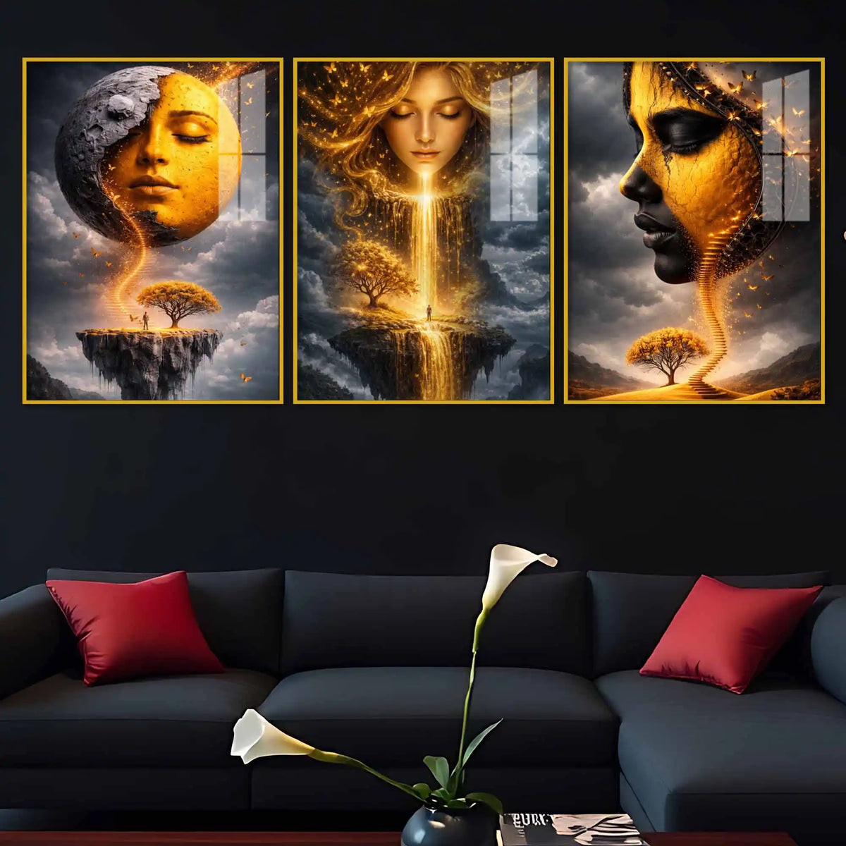 Fantasy Dream World Acrylic Wall Art Painting Set of 3