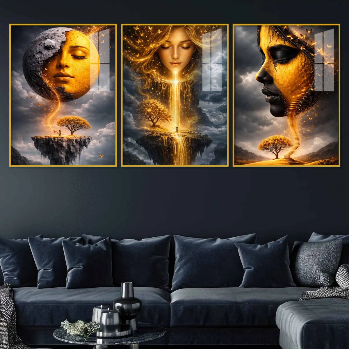 Fantasy Dream World Acrylic Wall Art Painting Set of 3