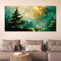 Festive Christmas Tree Canvas Wall Art Abstract Painting