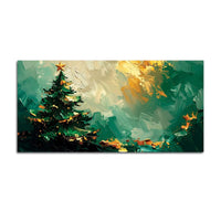 Festive Christmas Tree Canvas Wall Art Abstract Painting