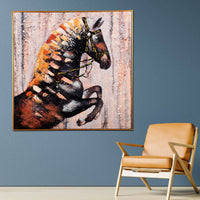 Fiery Horse Spirit Hand Painted Wall Painting with Floating Frame