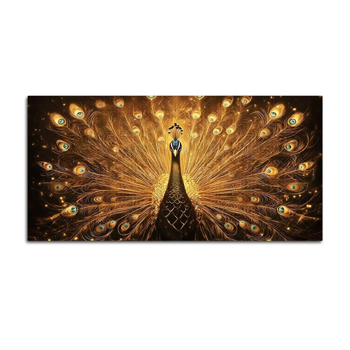 Flamboyant Golden Peacock Canvas Wall Painting for Home & Office