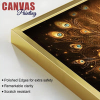 Flamboyant Golden Peacock Canvas Wall Painting for Home & Office