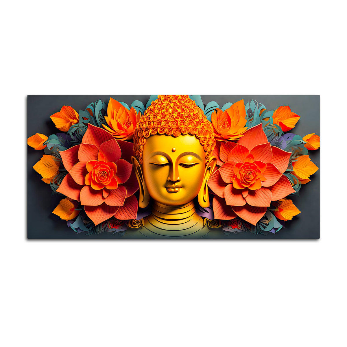 Floral Buddha Wall Canvas Painting for Home Decoration