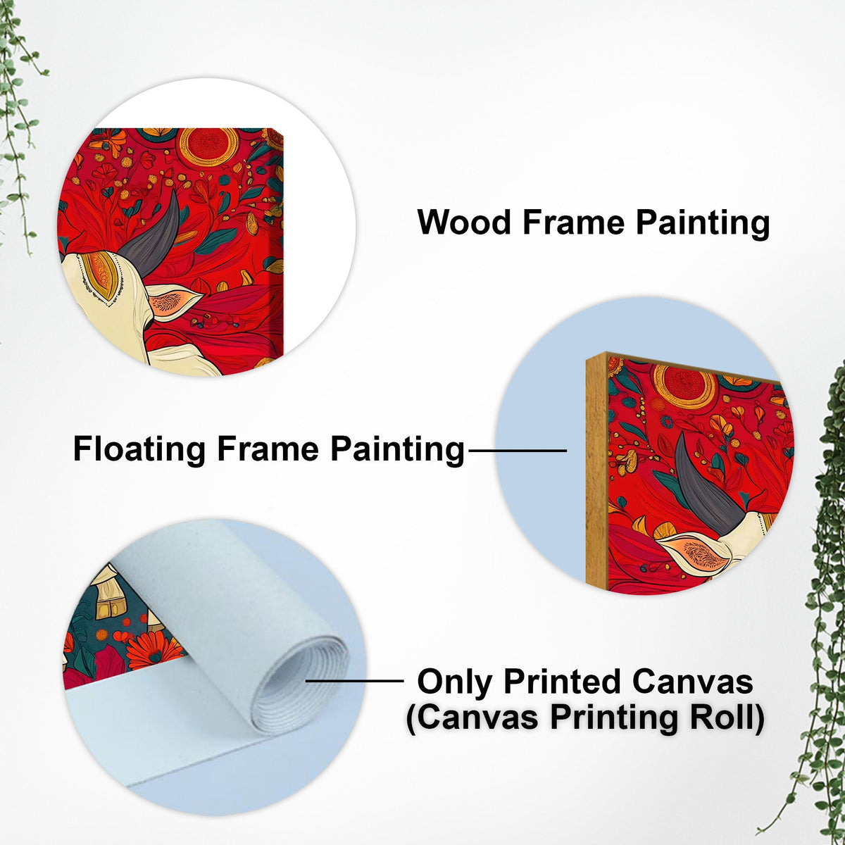 Floral Cow & Calf Canvas Wall Painting | Sacred Indian Décor