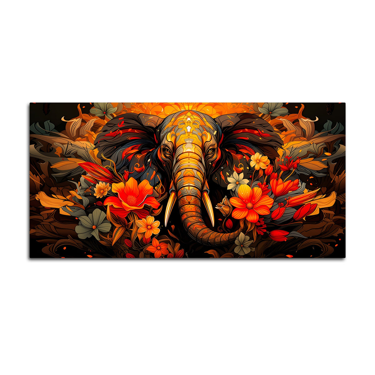 Floral Elephant Wall Art Painting for Home Decoration