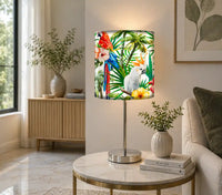 Floral Flower Art Printed Modern Stainless Steel Metal Finish Table Lamp