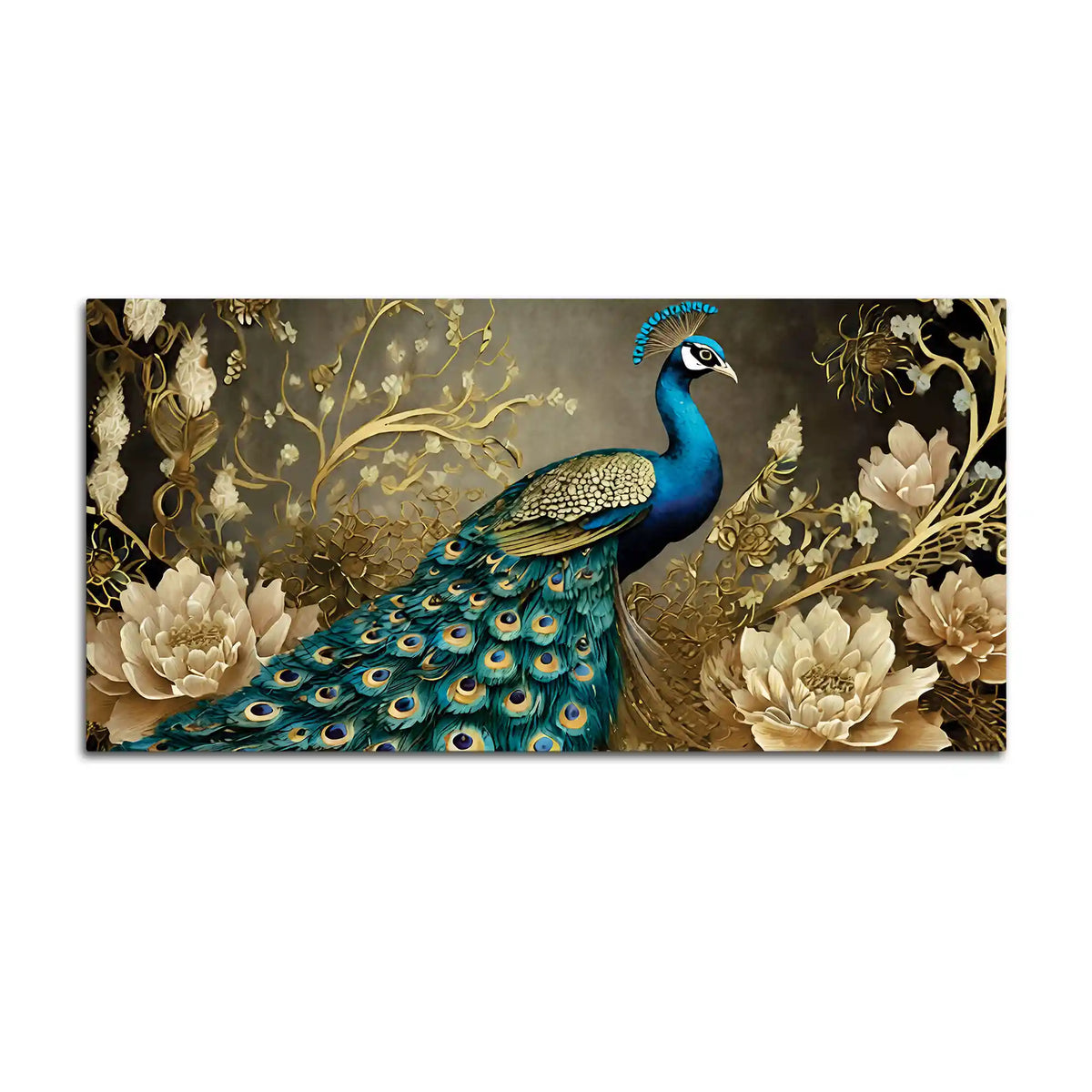 Floral Peacock Canvas Wall Painting for Luxury Home Décor